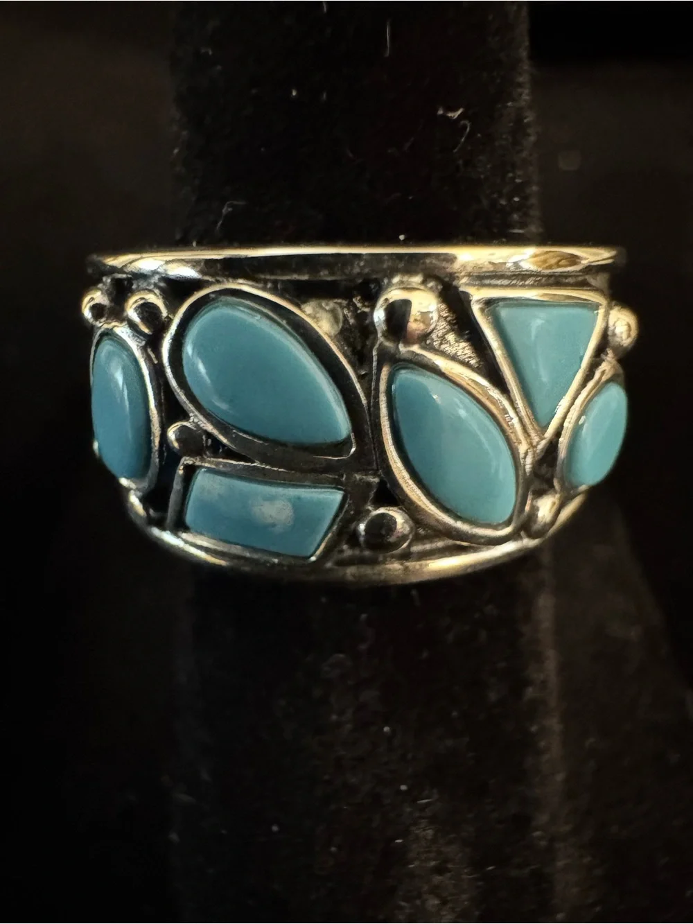 Sterling Silver Turquoise Inlay Women's Band - Turquoise